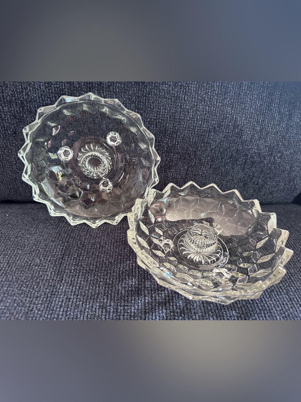 Vintage Fostoria Crystal Taper Candle Dishes - Pair in Excellent Condition